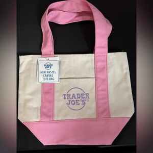 NWT Trader Joe’s mini pink pastel canvas tote bag